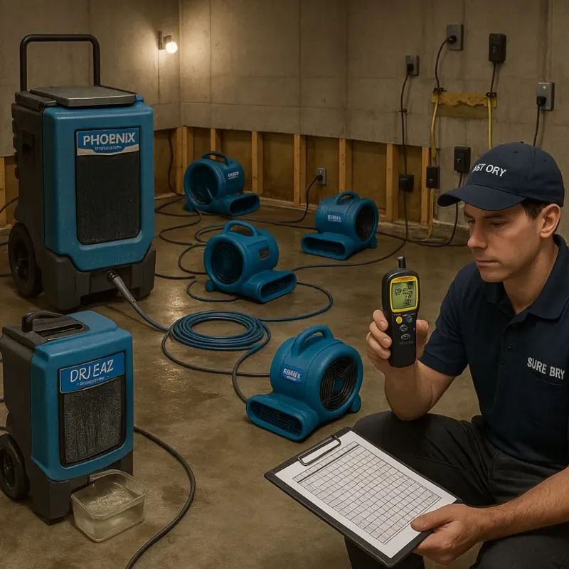 Structural Drying and Dehumidification process in Valencia, CA